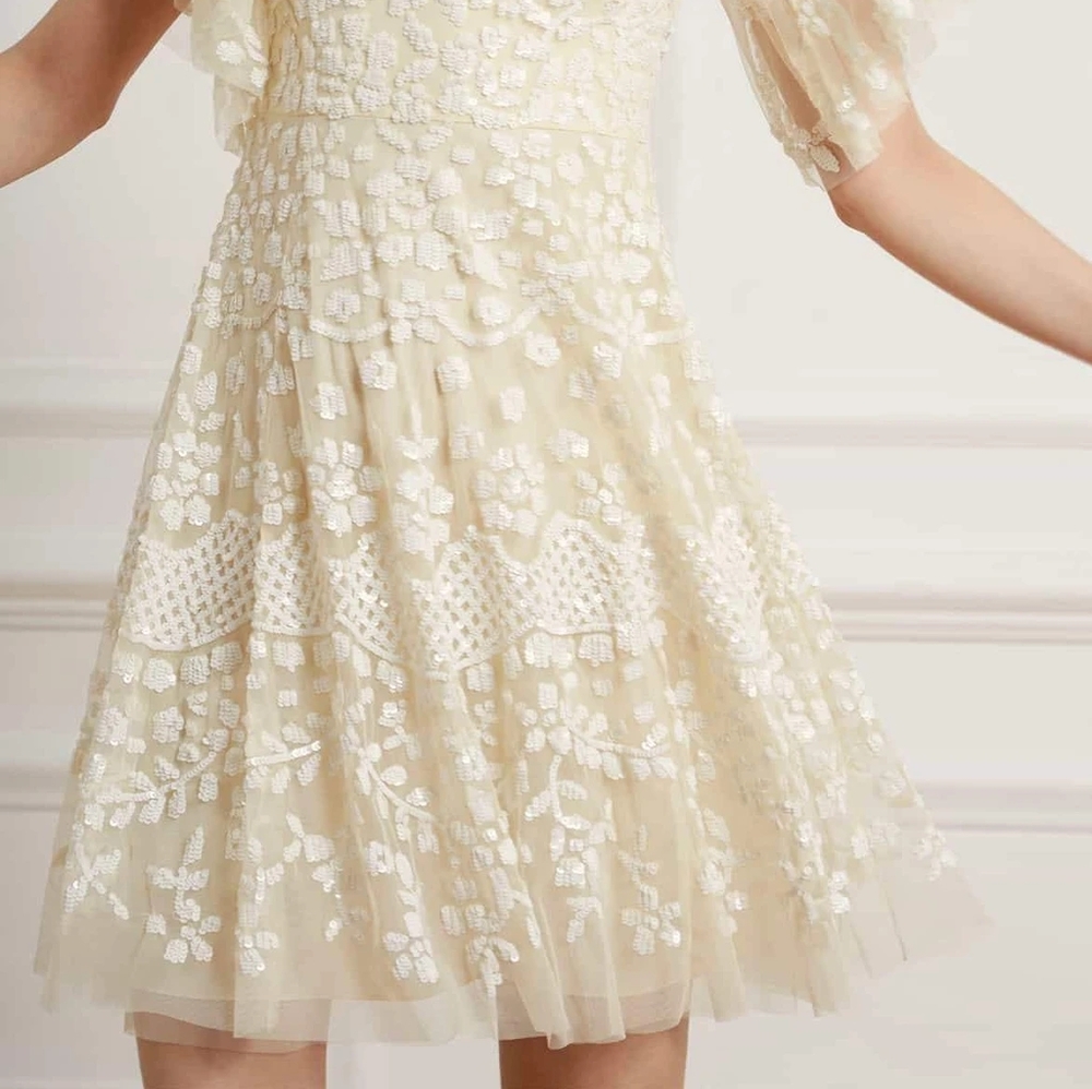 Needle & Thread Cream Mini Dress - Picture 5 of 11